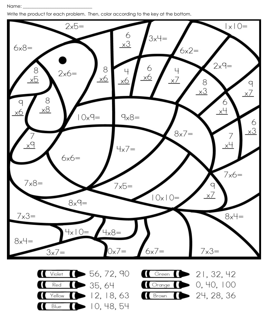 Printable 4th Grade Math Worksheets For Thanksgiving_58927