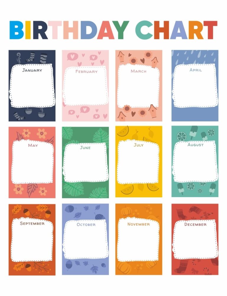 Printable Birthday Chart Printable JD Printable Birthday Chart Printable JD