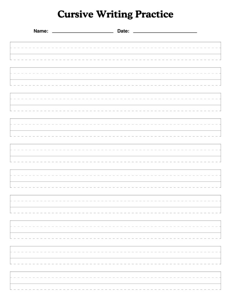 Printable Blank Cursive Worksheets - Printable JD
