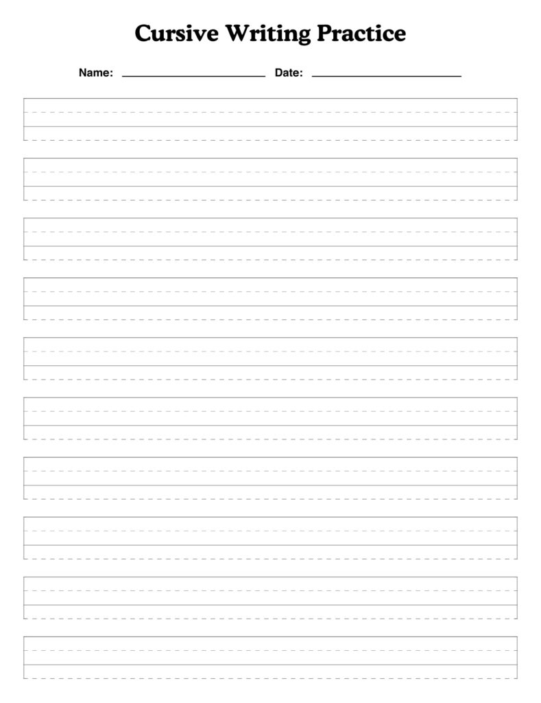 Printable Blank Cursive Worksheets - Printable JD