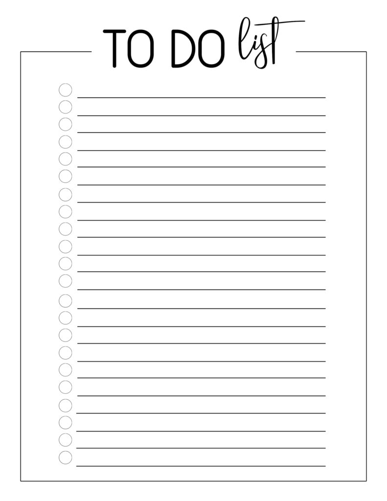 Printable Blank List - Printable JD