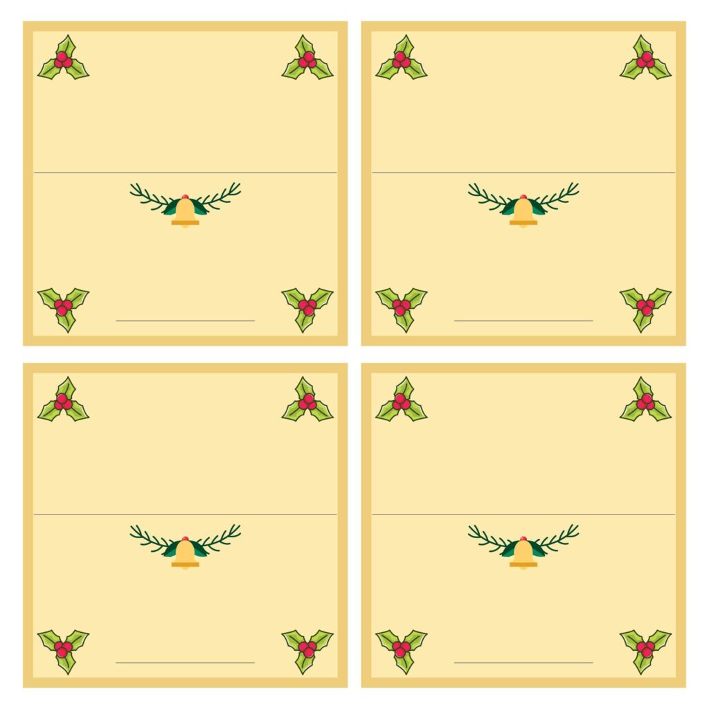 Printable Christmas Place Cards Template - Printable JD