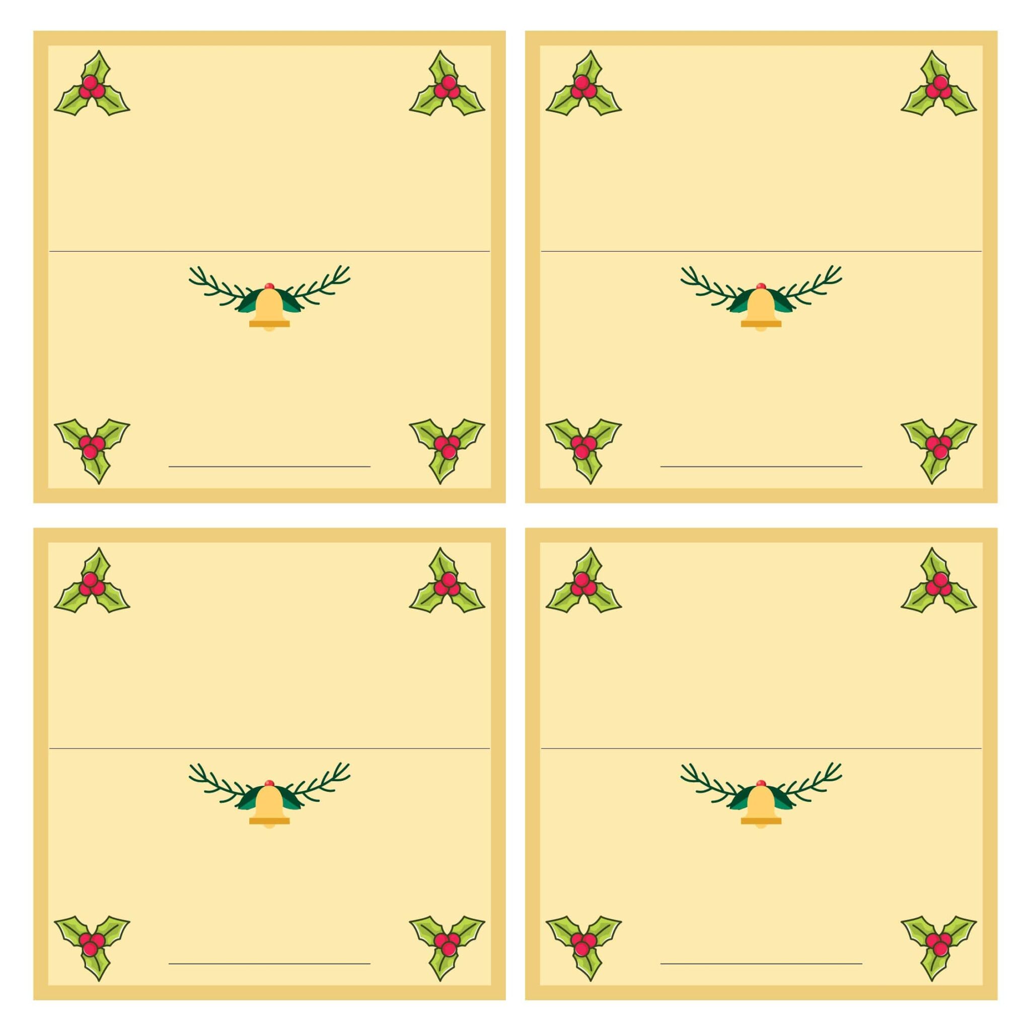 Printable Christmas Place Cards Template Printable JD