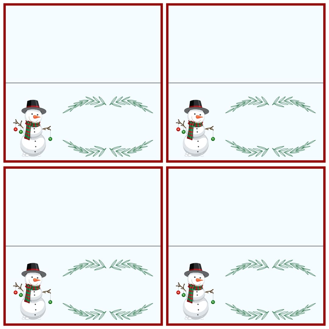 Printable Christmas Place Cards Template - Printable JD