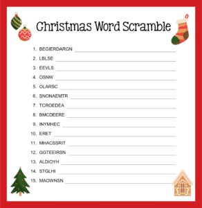 Printable Christmas Word Scramble - Printable JD