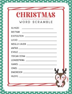 Printable Christmas Word Scramble - Printable JD