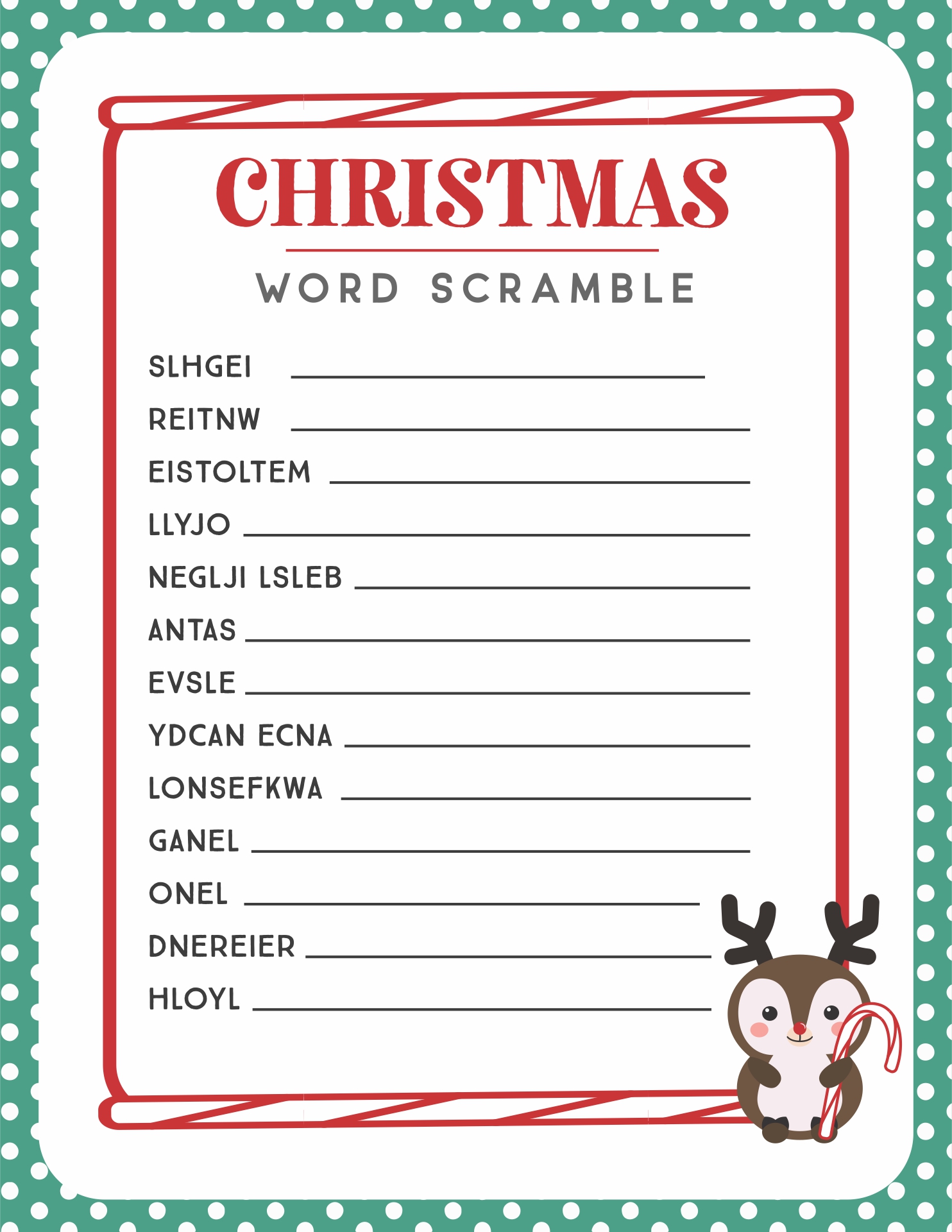 Printable Christmas Word Scramble_71937
