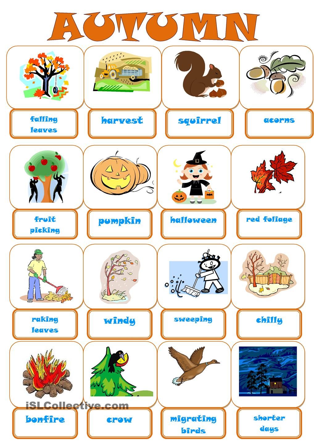 Printable Fall Vocabulary Words_19348