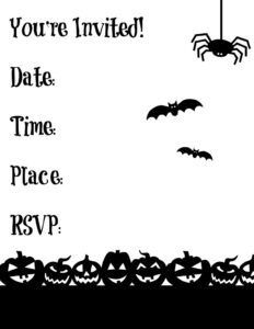 Printable Halloween Birthday Invitations Black and White_96327