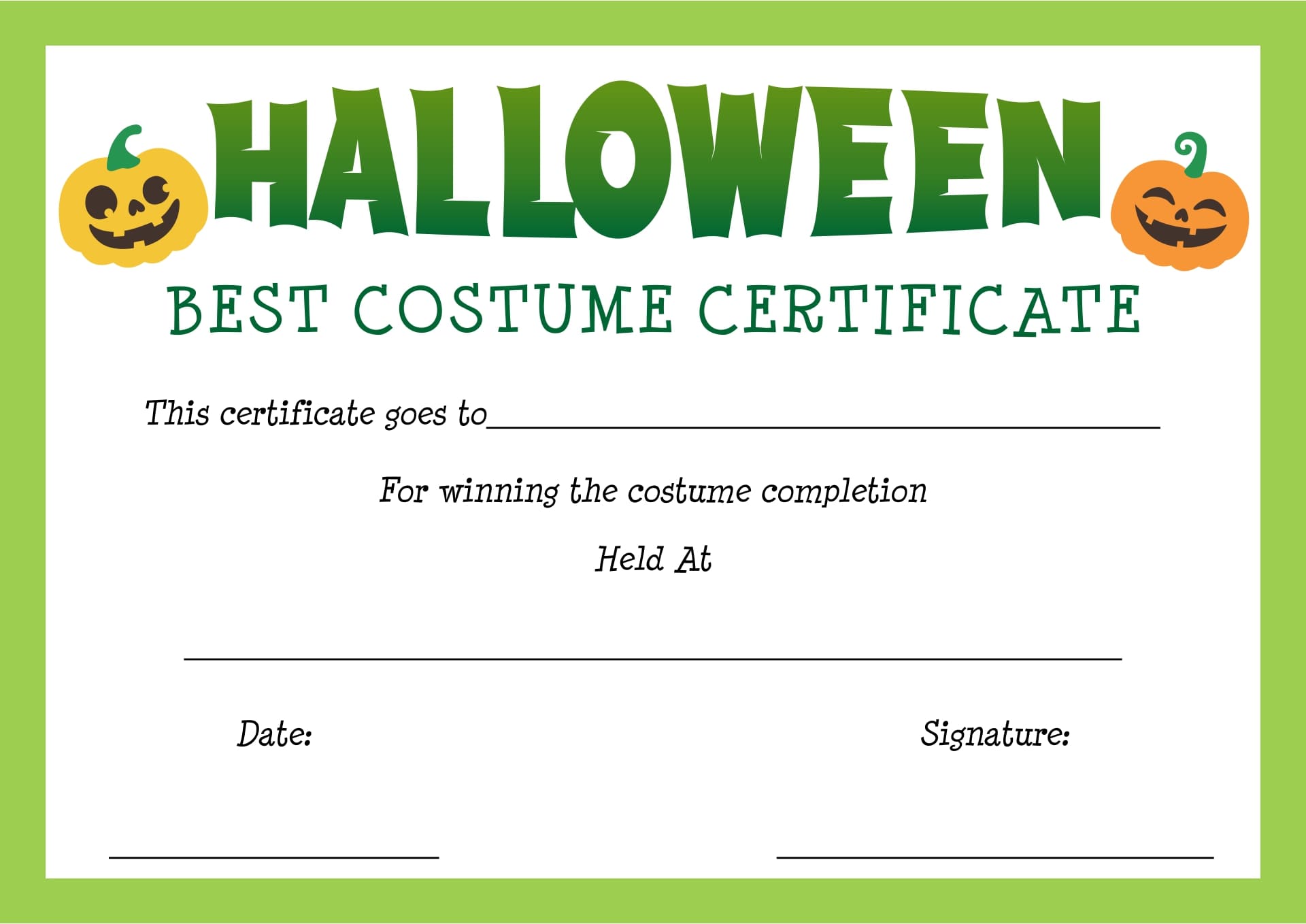 Printable Halloween Certificate Templates - Printable JD