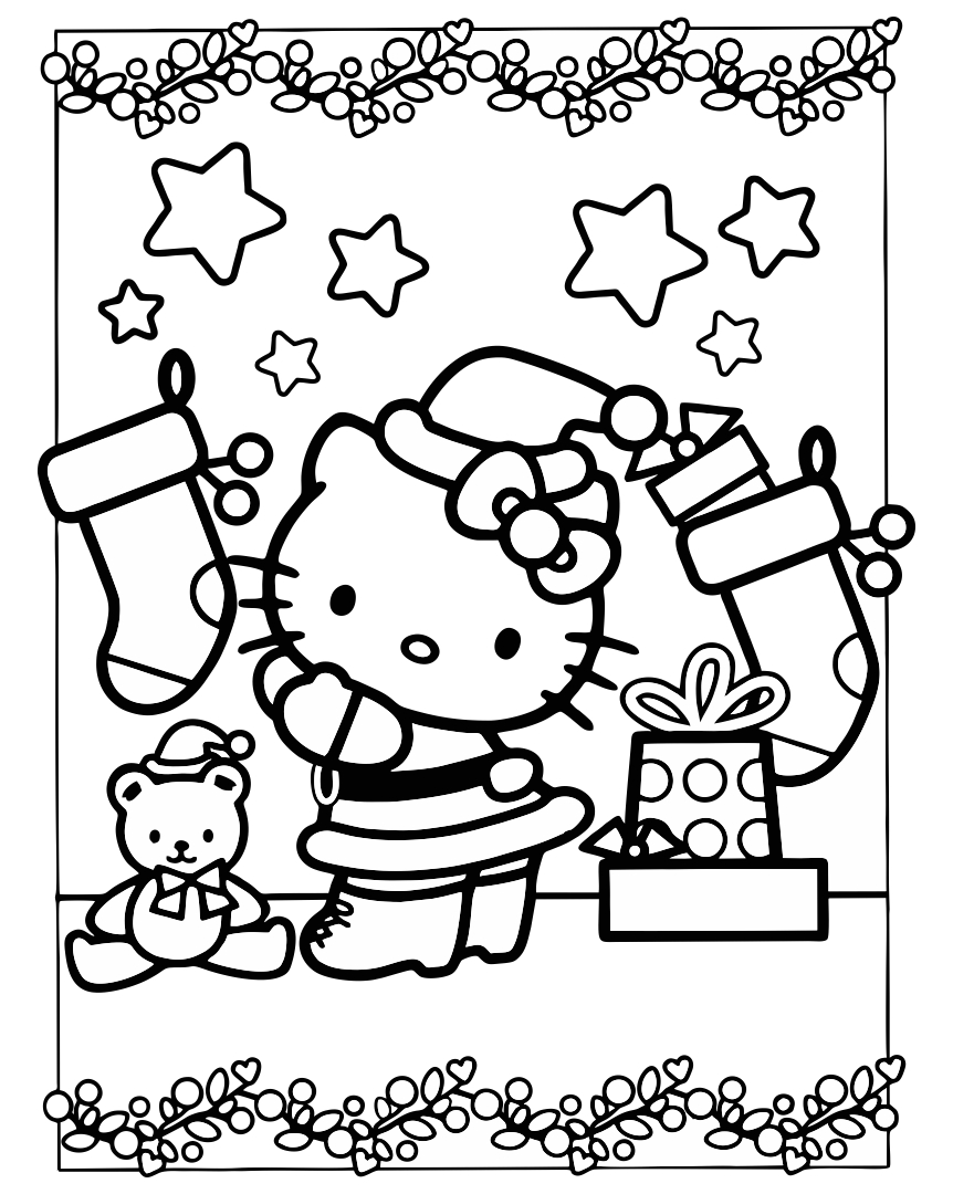 Printable Hello Kitty Christmas Coloring_21009