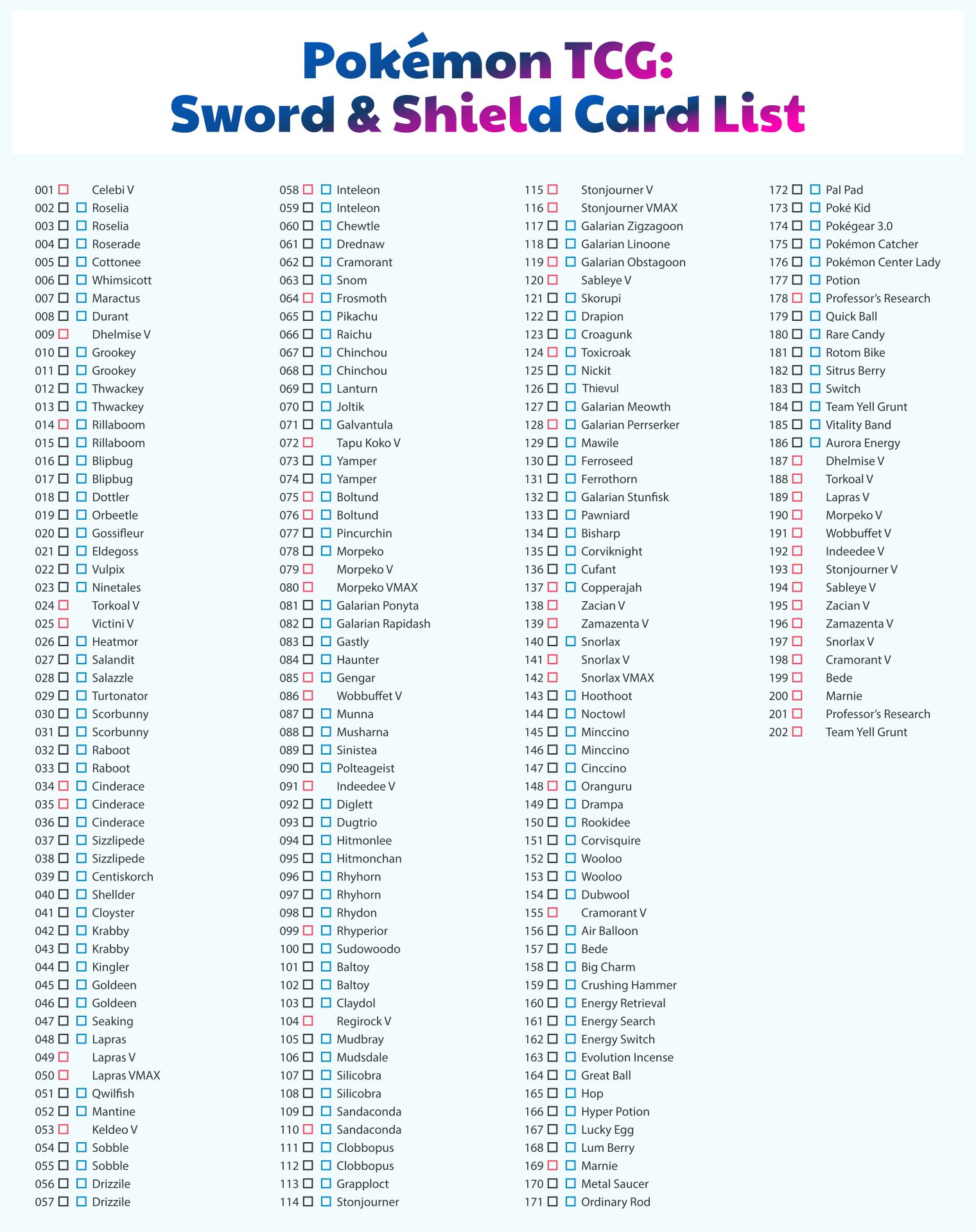 Printable Pokemon Card Checklist Printable JD
