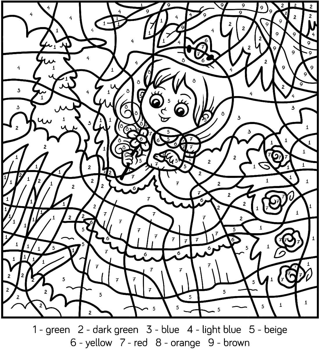 Printable Princess Color By Number Pages_11930