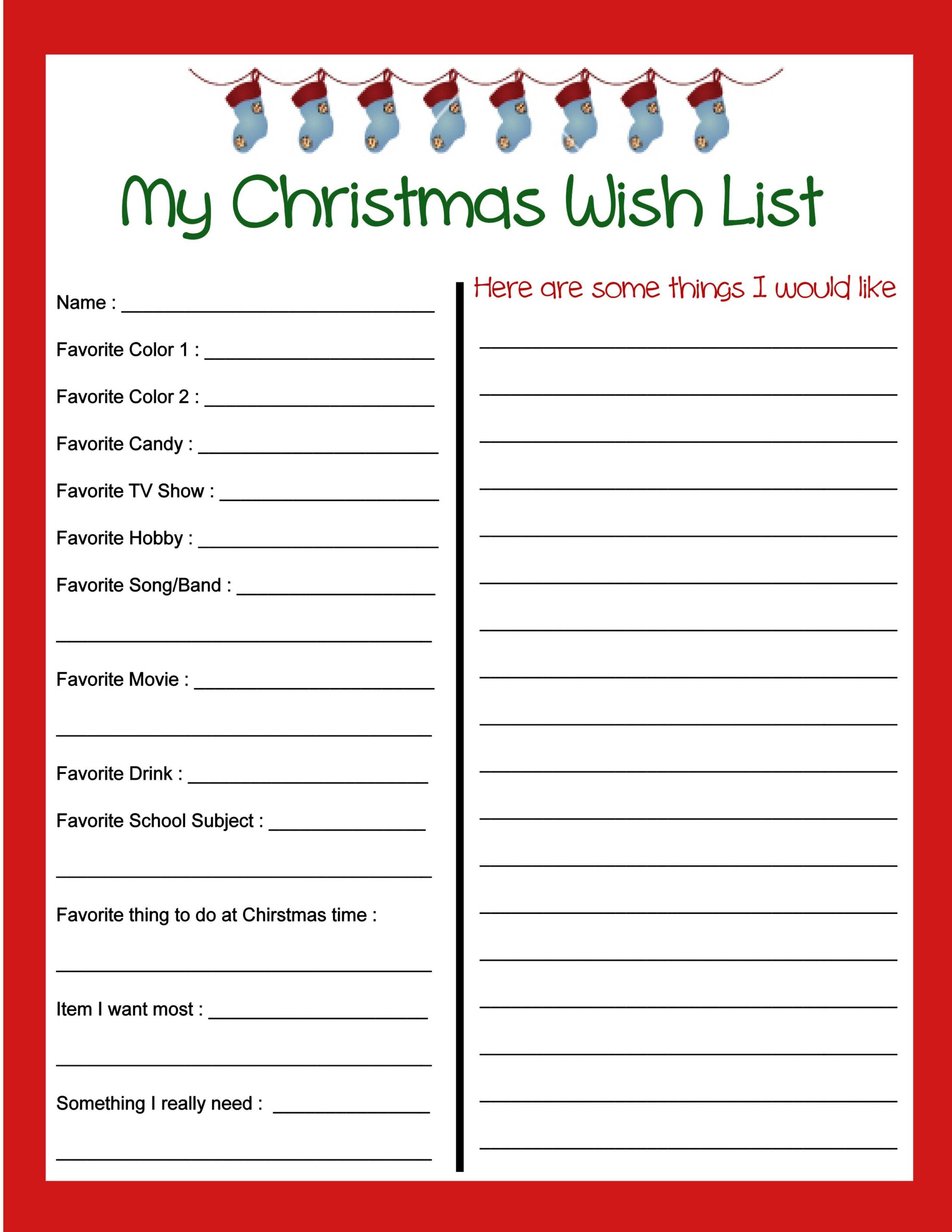 Free Printable Christmas List Template_82163