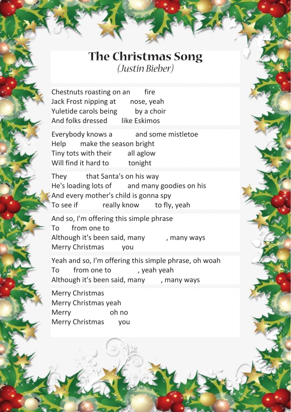 Free Printable Christmas Song Lyrics_12925