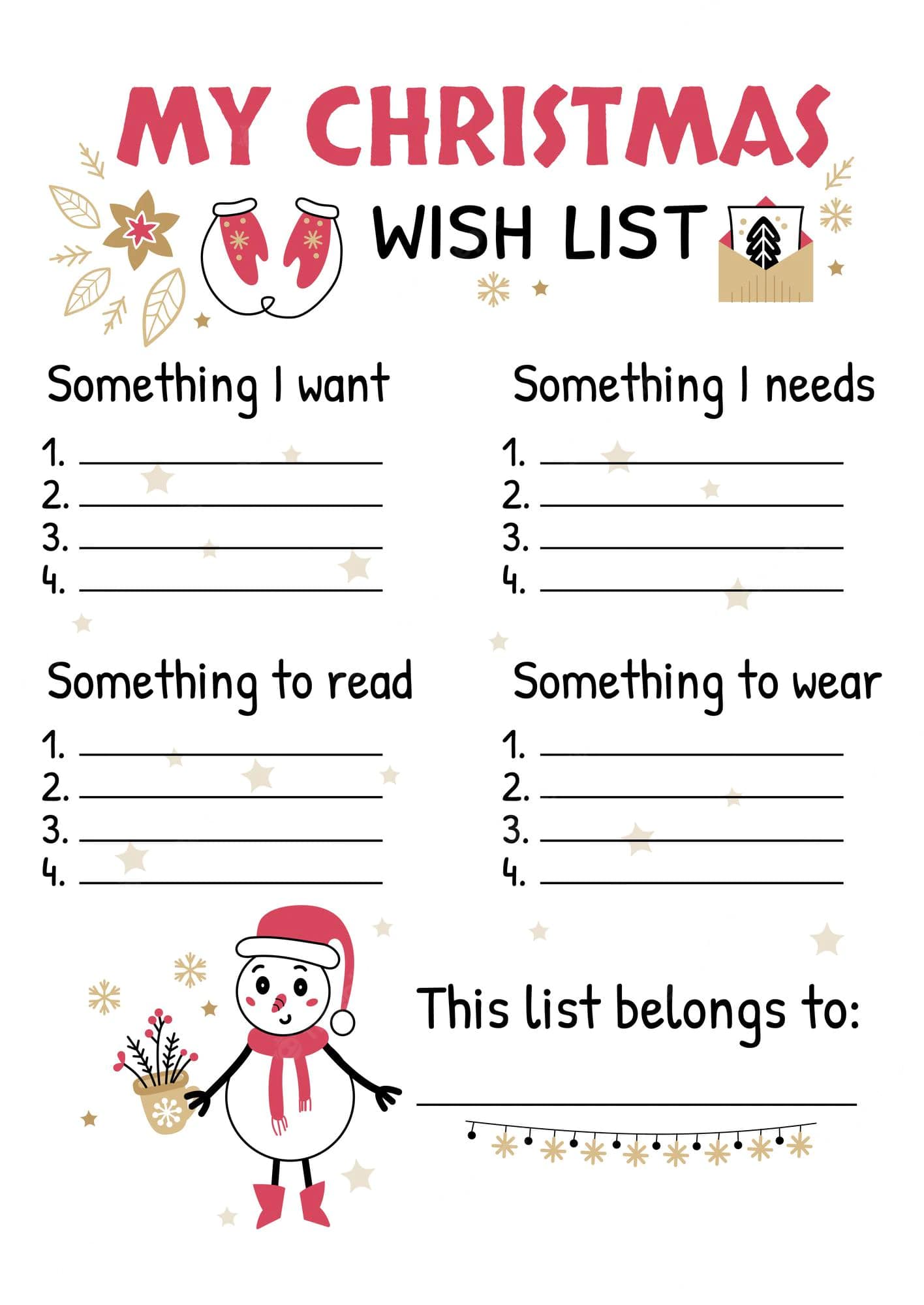 Free Printable Christmas List - Printable JD