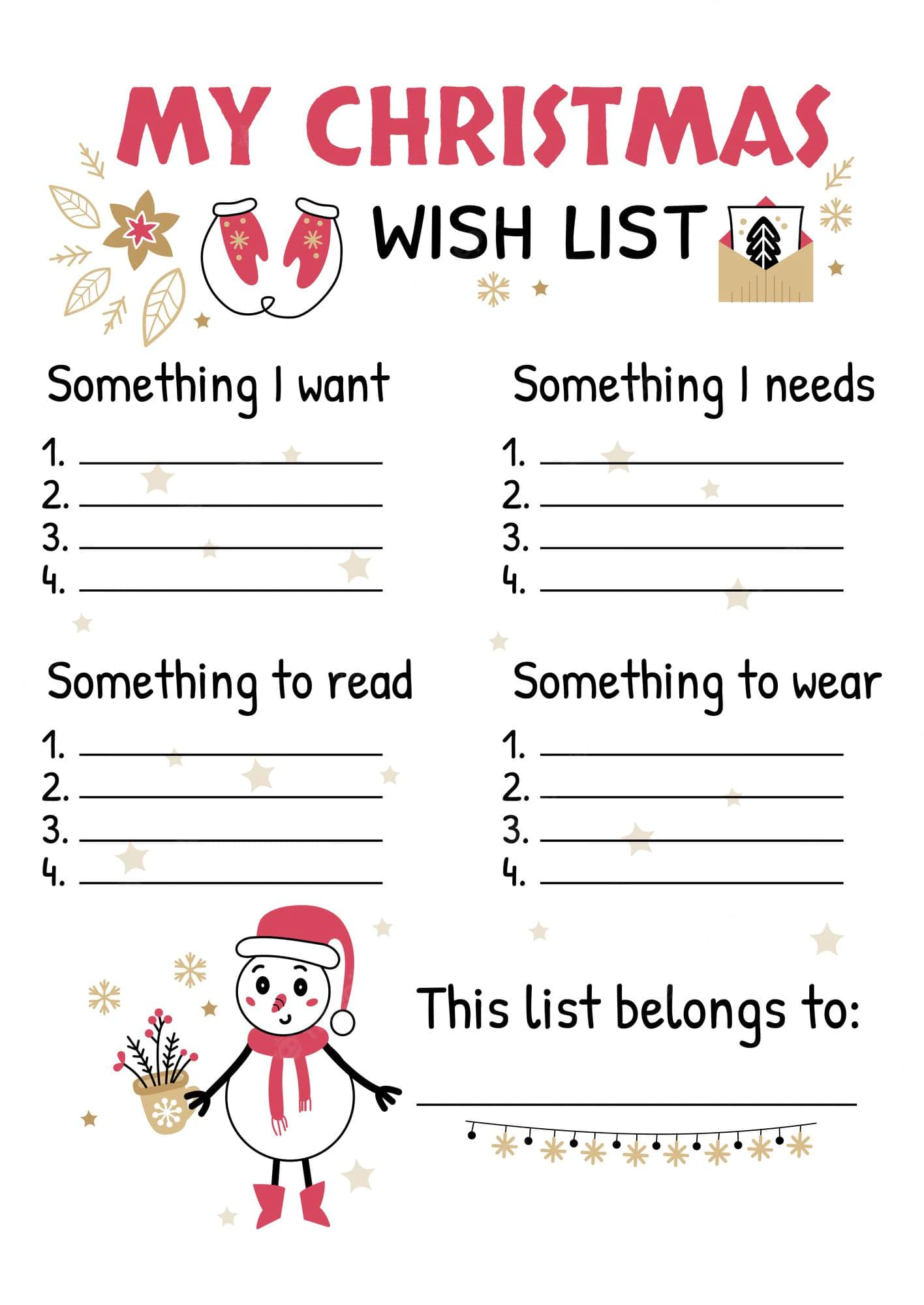 Free Printable Christmas List Printable JD