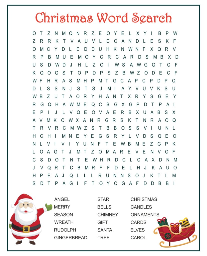 Free Printable Christmas Word Search - Printable JD