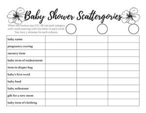 Printable Baby Shower Scattergories_92048