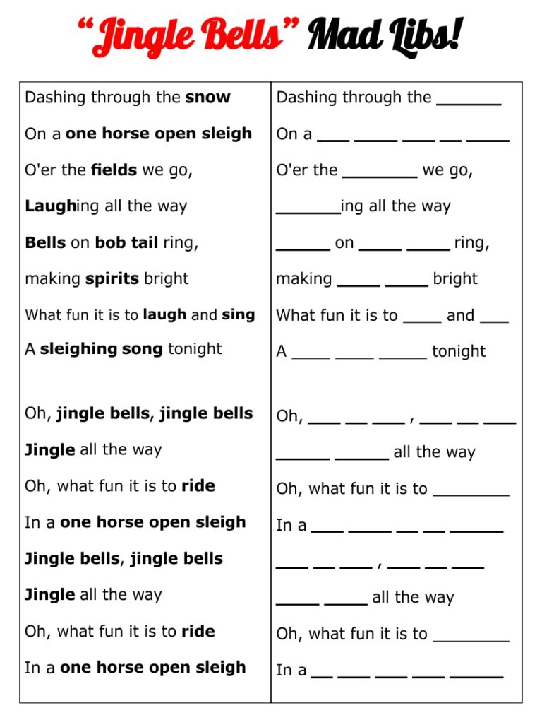 Printable Blank Christmas Mad Libs - Printable JD