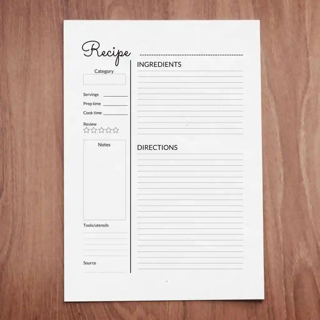 Printable Blank Recipe Pages - Printable JD