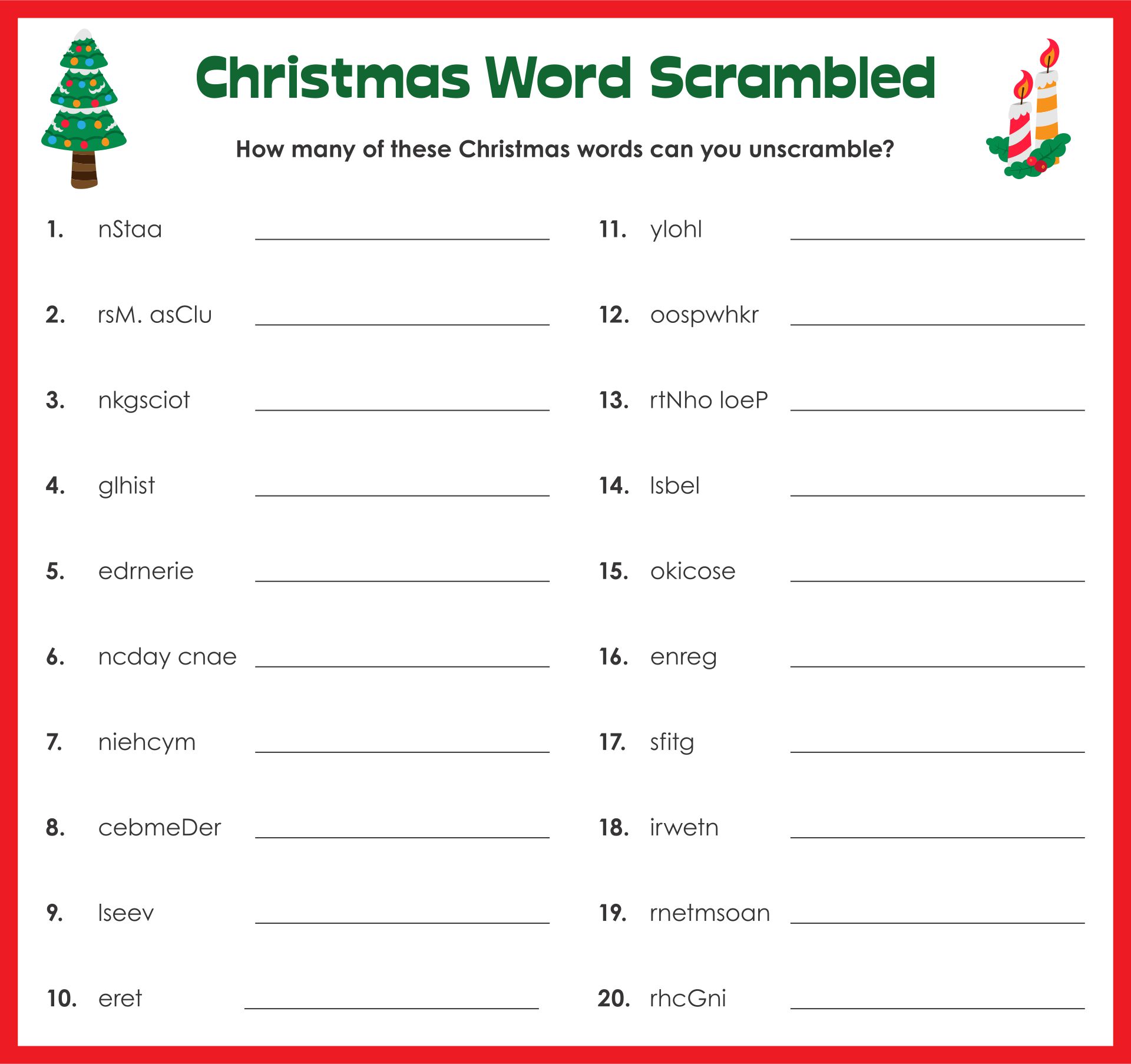 Printable Christmas Brain Teasers Activities - Printable JD