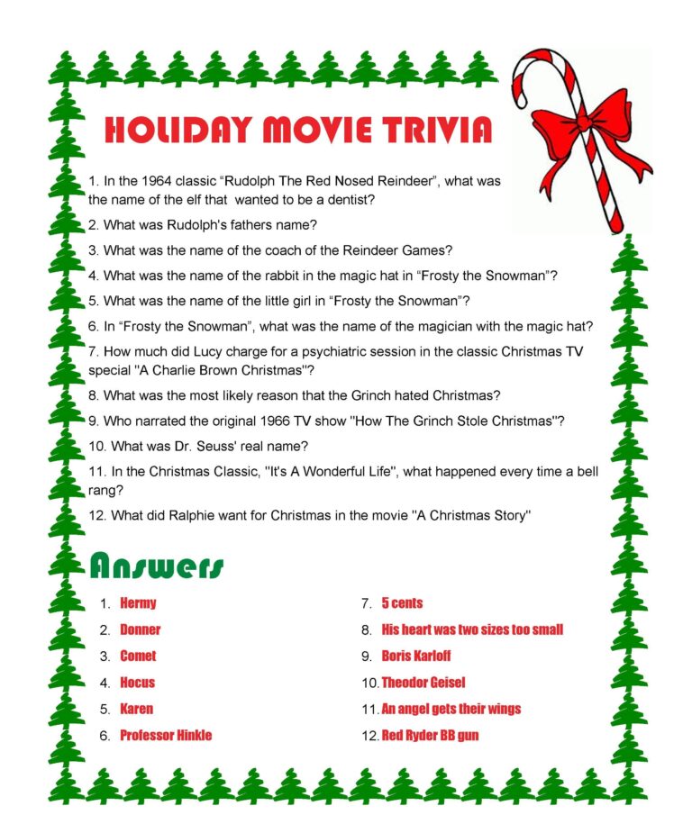 Free Printable Christmas Trivia Games Printable JD