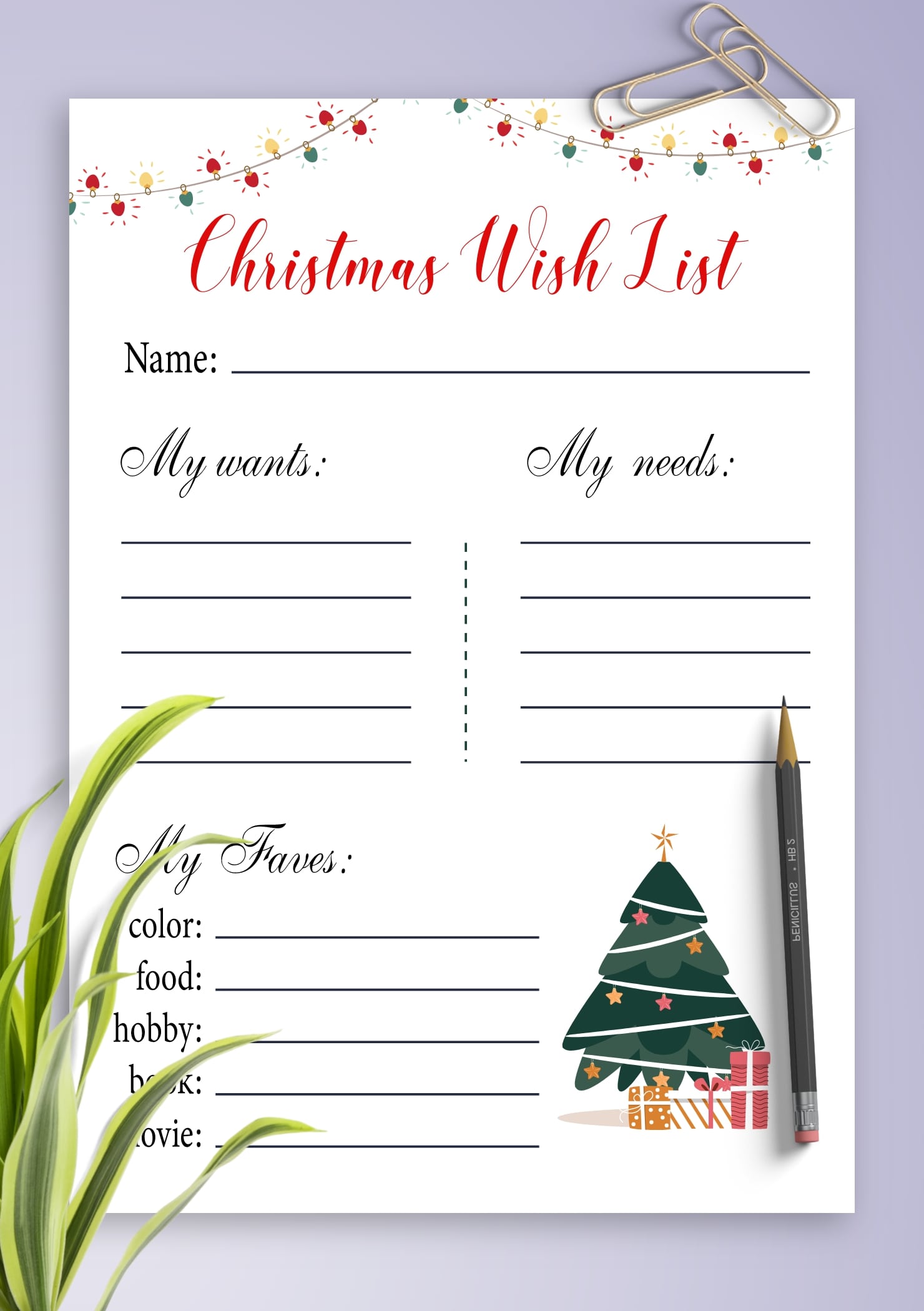 Printable Christmas Wish List Printable JD