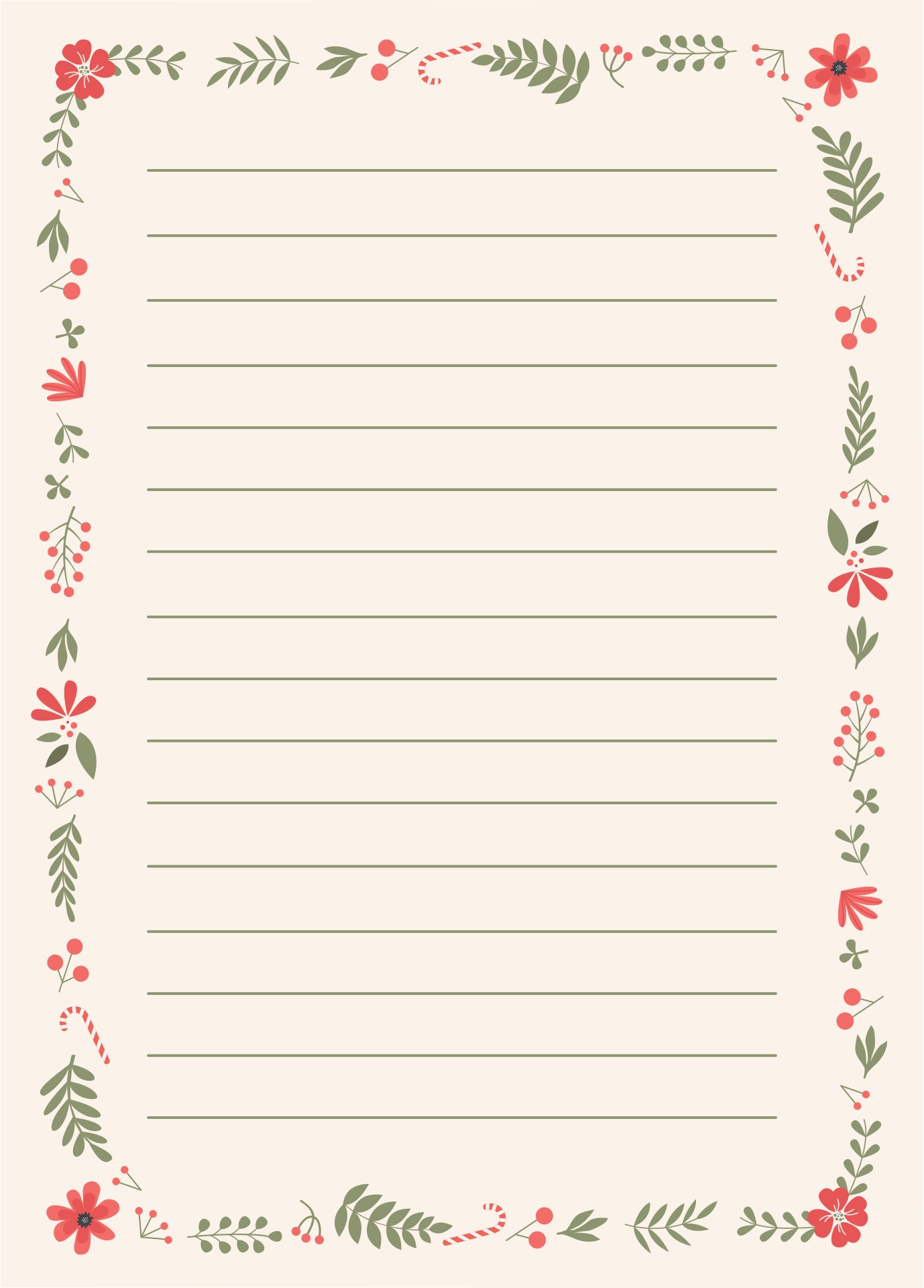 Printable Christmas Writing Paper Template_52133