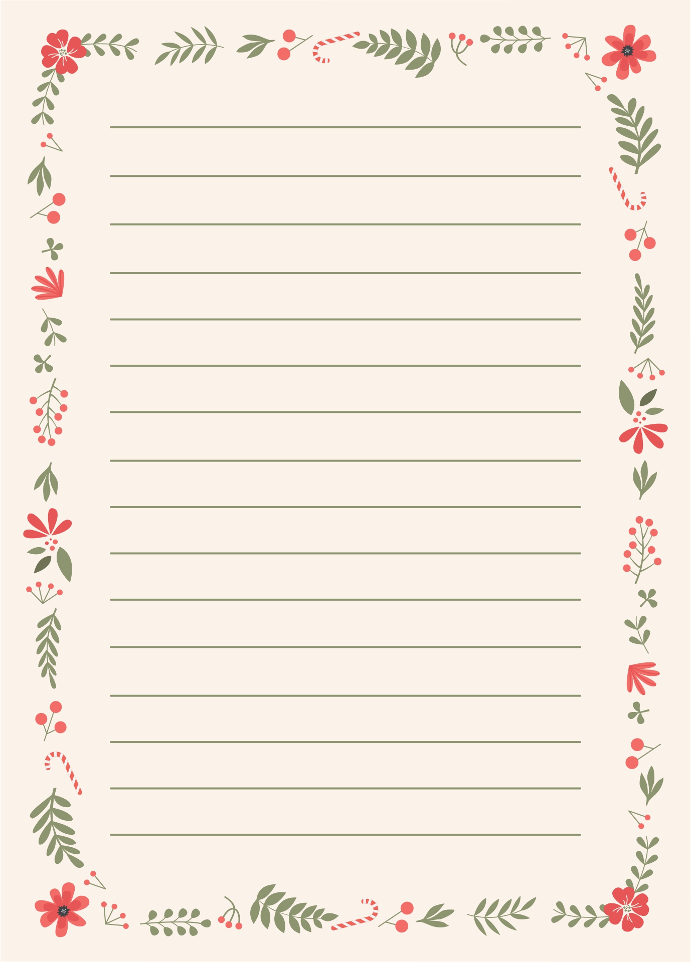 Printable Christmas Writing Paper Template - Printable JD