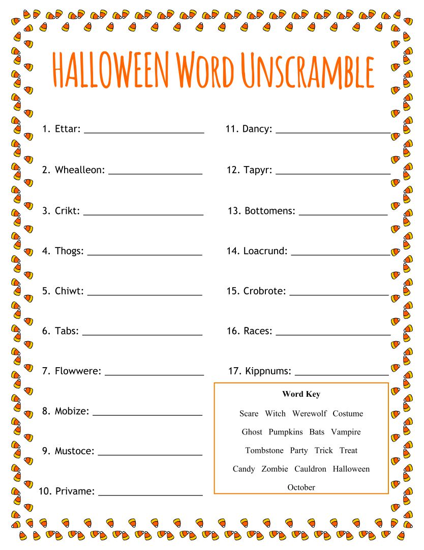 Printable Halloween Unscramble_49350
