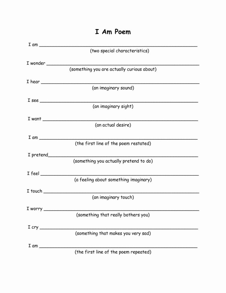 Printable I Am Poem Printable JD Printable I Am Poem Printable JD