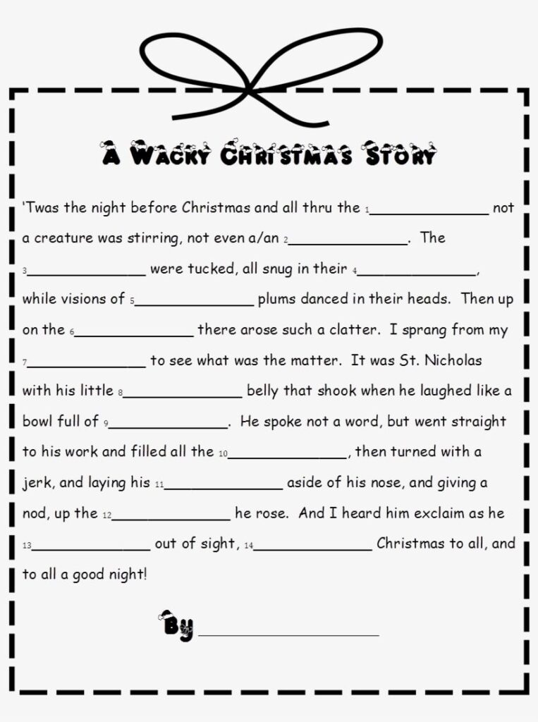 Printable Night Before Christmas Mad Libs Printable JD