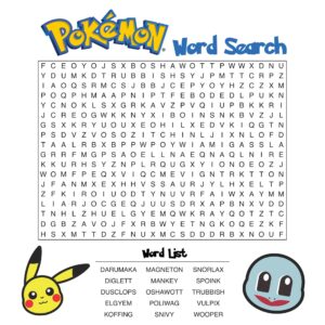 Printable Pokemon Word Search Puzzles - Printable JD