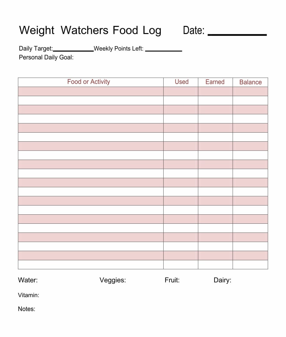 Printable Weight Watchers Sheets_11063