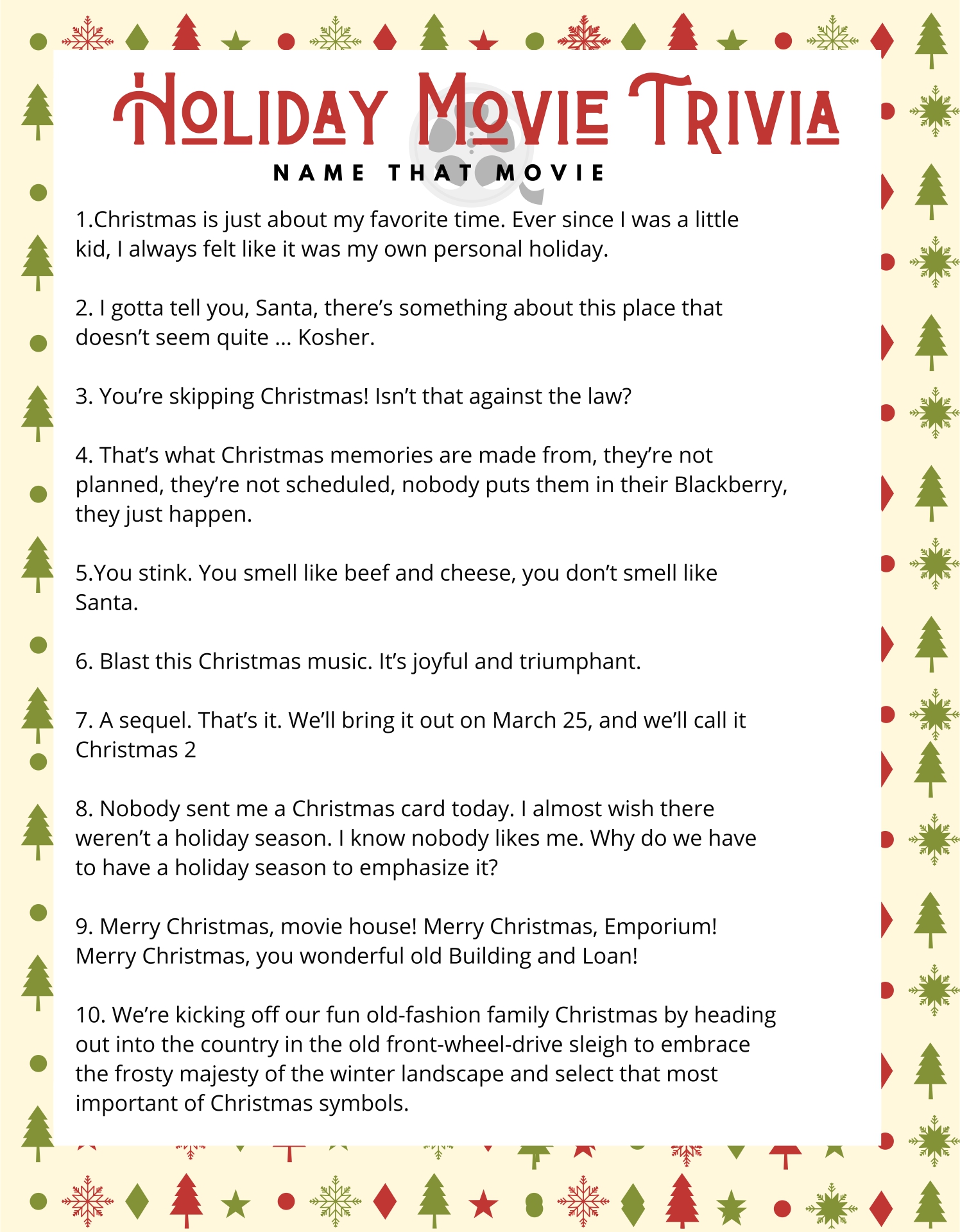 Free Printable Christmas Trivia Sheets Printable JD