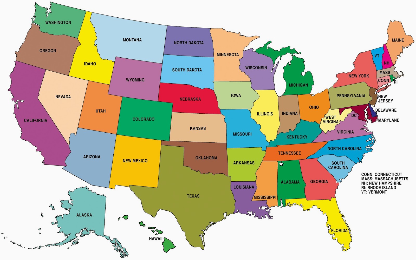 Printable All 50 States Map_5797