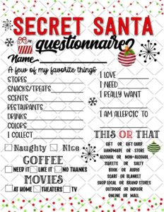 Printable Christmas Gift Exchange Questionnaire_15935