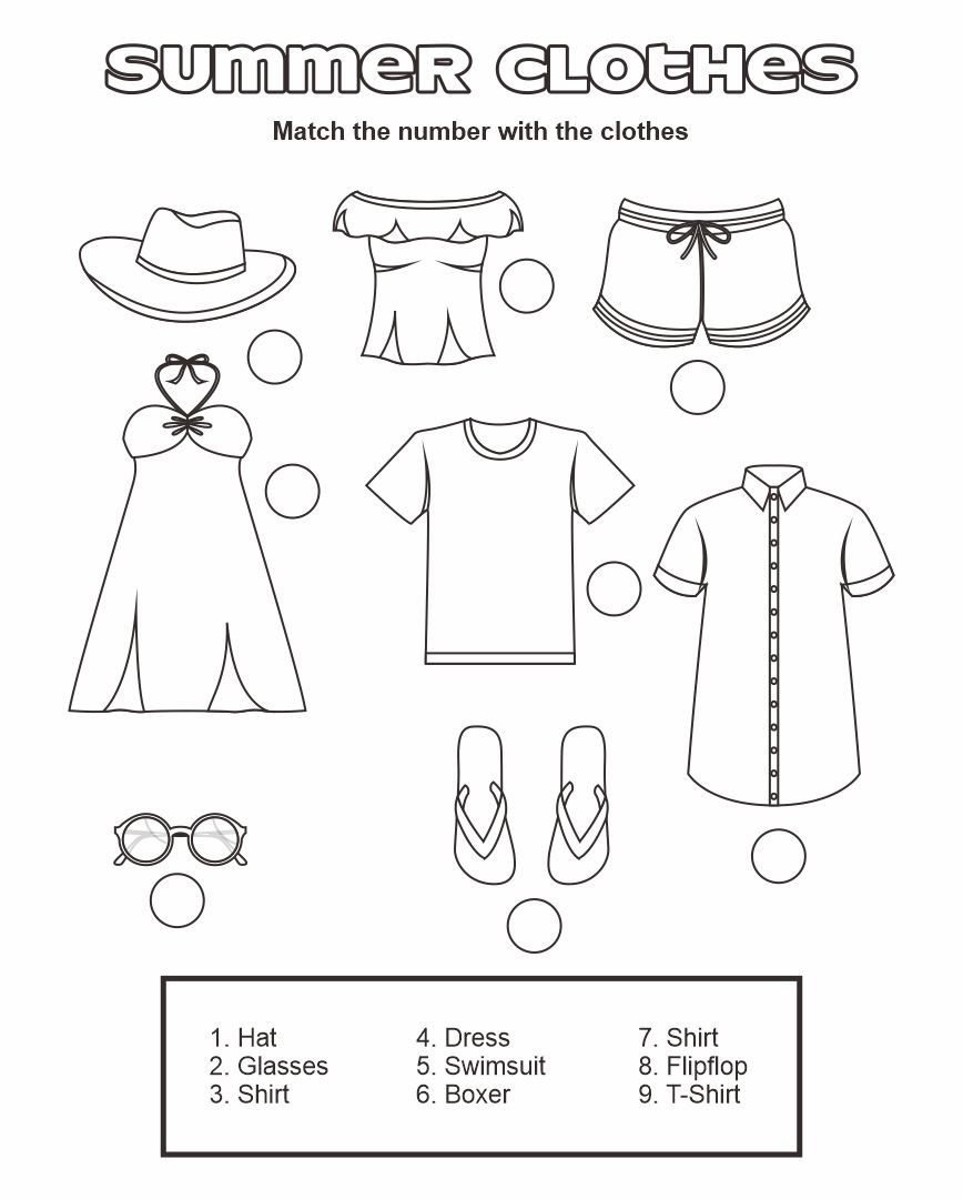 Printable Clothing Worksheets For Preschoolers - Printable JD