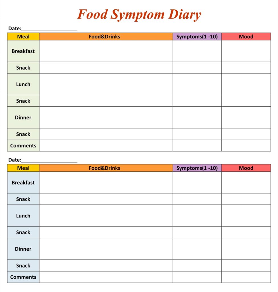 Printable Symptom Journal - Printable JD