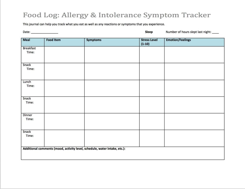 Printable Symptom Journal - Printable JD