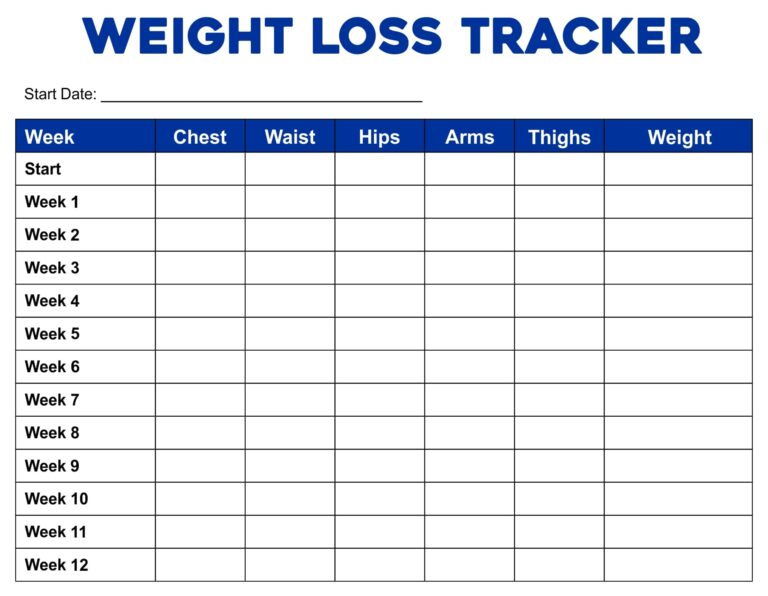 Printable Weekly Weight Chart - Printable JD