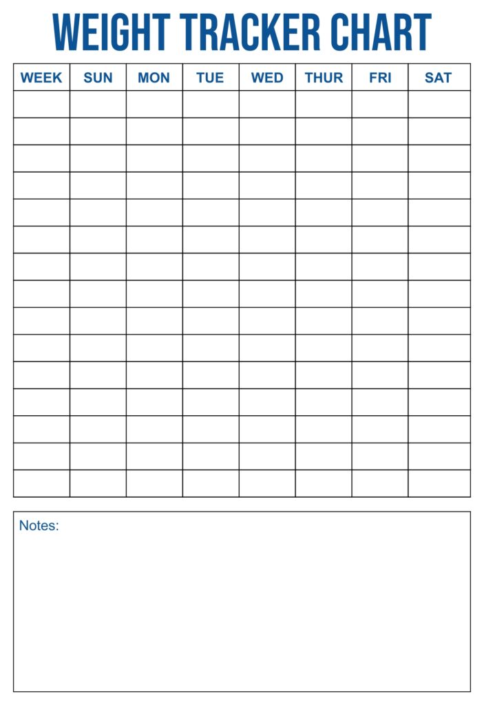 Printable Weekly Weight Chart Printable JD Printable Weekly Weight Chart Printable JD