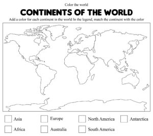 Printable World Map Worksheet - Printable JD