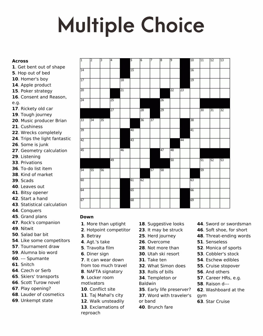 Crossword Puzzles With Answers Printable_51900