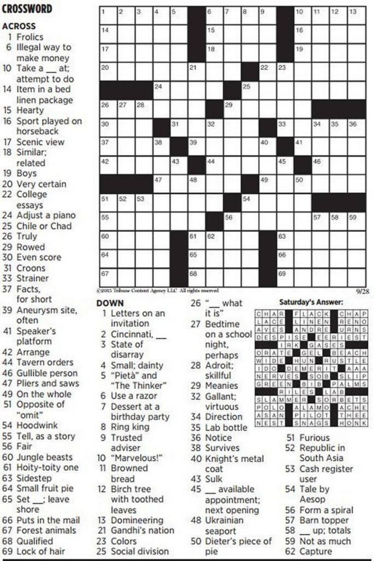 Daily Commuter Crossword Puzzle Printable Printable JD