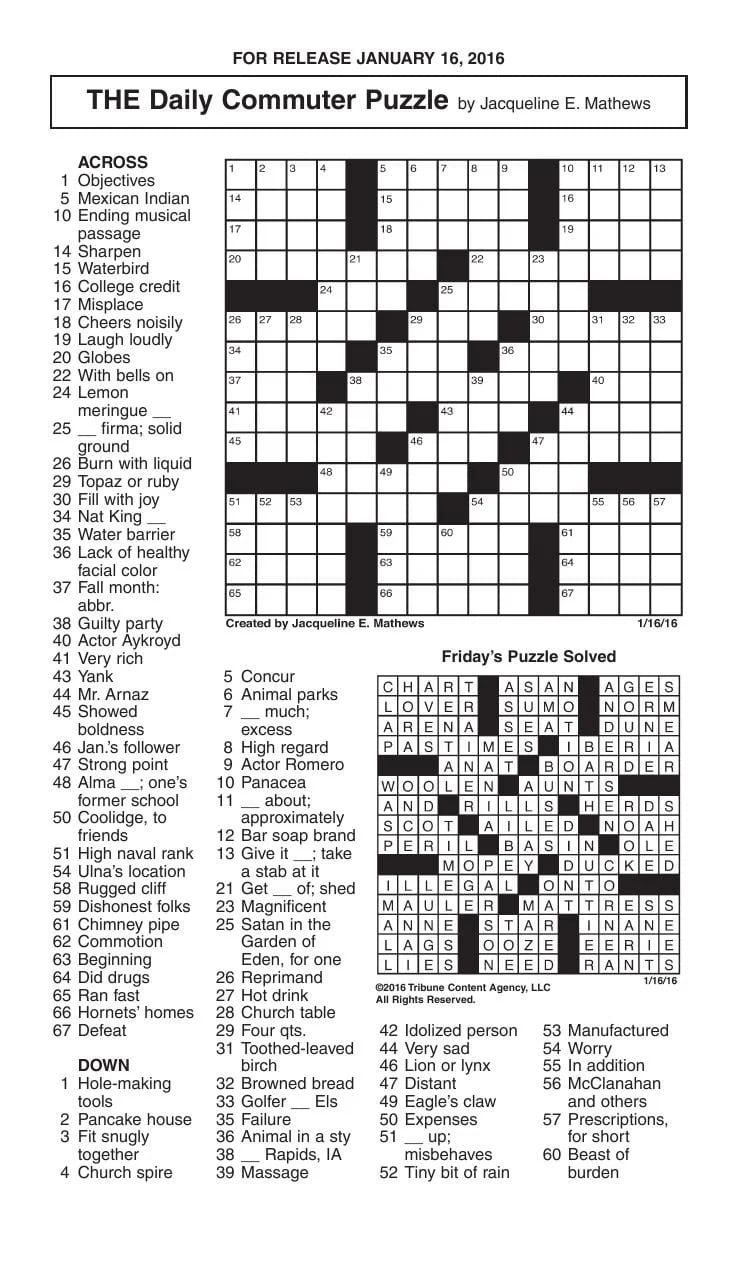 Daily Commuter Crossword Puzzles Printable_41592
