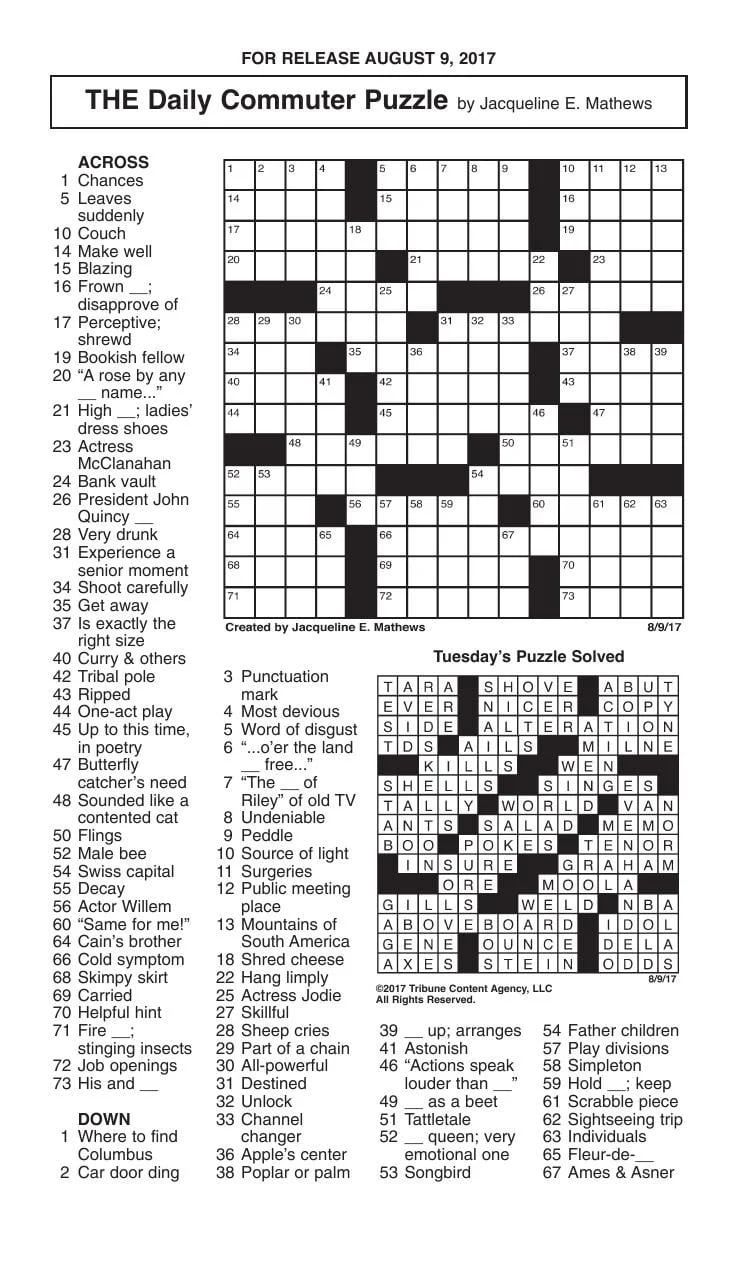 Daily Commuter Crossword Puzzles Printable_41599