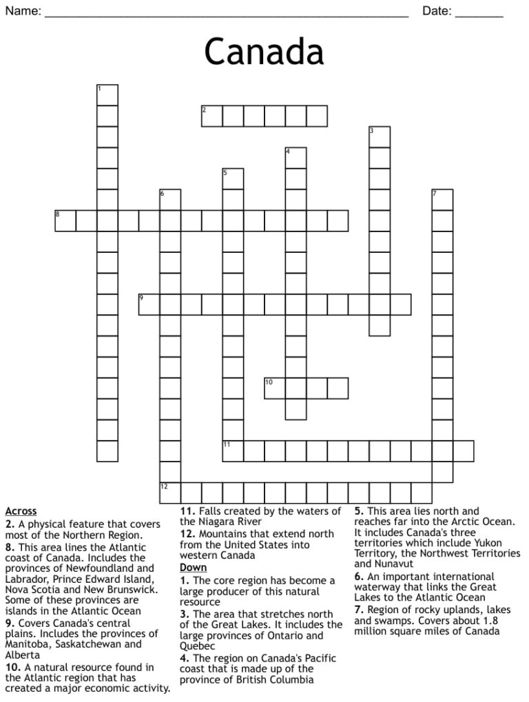 Free Printable Crossword Puzzles Canada - Printable JD