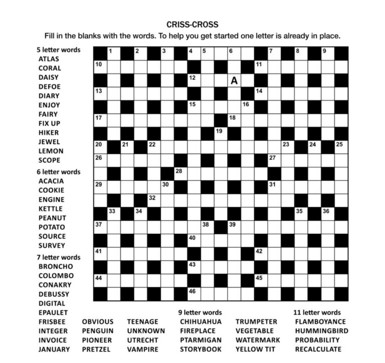 Free Printable Crossword Puzzles For Seniors Printable JD